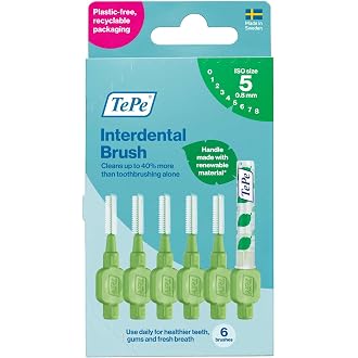 TePe Interdental Brush, Original, Yellow, 0.7mm/ISO 4, 8pcs, efficient Cleaning Between Teeth, Plaque Remover and Dental flosser for Small Gaps - View 5