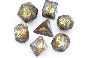 Cusdie 7PCS Polyhedral DND Dice, D&D Dice, Filler Dice Set for TTRPG Dungeons and Dragons RPG Table Games (Galaxy Gear)