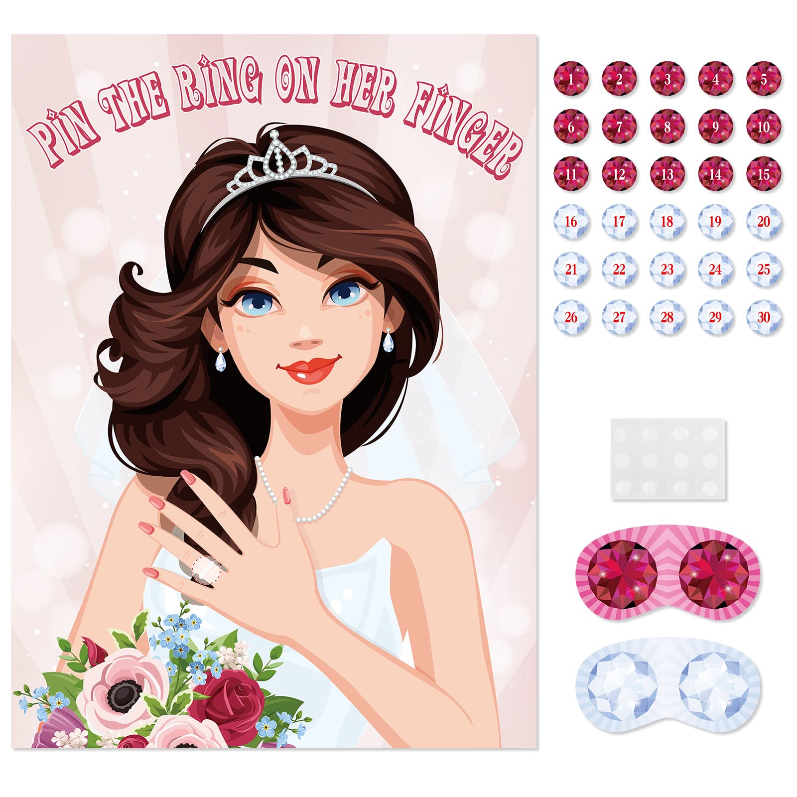ASTARON Pin The Ring On The Bride, Bridal Shower Hen Party Bachelorette Party Girl Game Bride Become Pin Game Party Supplies