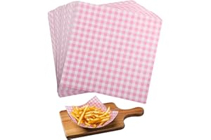 Geepen 100 Pcs Waxed Deli Paper Sheets, 7x7 Inch Sandwich Paper Liners Resistant Premium Food Basket Liners for Wrapping Bread and Sandwiches Pink