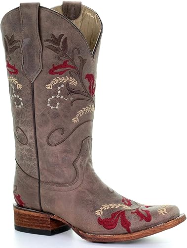 floral square toe boots