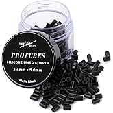 Matte Protubes by The Hair Shop, For I-Tip Hair Extension Silicone-Lined Micro Beads, Microlink, Rings, & Hand-tied Weft Methods, 3.4mm x 5.0mm (Matte Black)