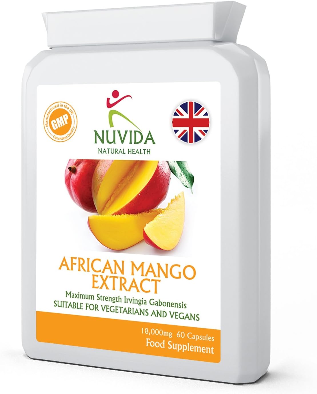 Pure African Mango Capsules, 60 High Strength 18,000mg African Mango Extract Capsules, High in Dietary Fibre