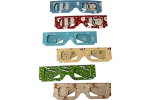 LEVANDA Christmas 3D Glasses- 6 Pack with different designs. Snowflake, Candycane, Christmas tree, gingerbread man, Snow man and Santa designs. Kids, holiday lights, unique Christmas gifts. stocking stuffers