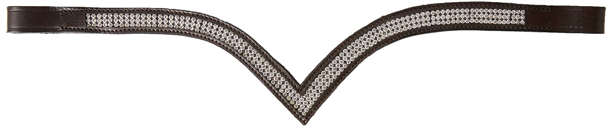 Cwell Equine V Shaped * silver * Crystal Browband Brown (COB 15")