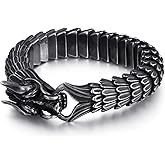 Kalen Dragon Scale Bracelet Vintage Stainless Steel Chain Design Black Metal Finish Men's Jewelry Gift for Him