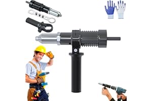 Professional Electric Rivet Gun Adapter Kit for Drill, Cordless Drill Attachment with Forged Alloy Steel Head with Handle Gri