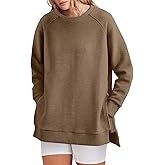 YLIKEA Women's Oversized Sweatshirts Crewneck Long Sleeve Tunic Pullover Shirts Side Zipper Hoodies Fall Trendy Clothes