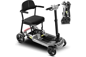 SCOOTNGO 4 Wheel Mobility Scooters for Adults & Seniors Powered Portable Lightweight Foldable 8 KMH Speed 24KM Range Two Remo