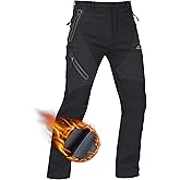 TACVASEN Men's Skiing Snow Pants Fleece Lined Waterproof Winter Insulated Hiking Pant for Outdoor Work Hunting Cargo