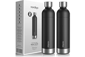 Nordiqo Stainless Steel Carbonating Bottle 33 oz | Compatible with Aarke Carbonator 3, Sodastream (Excl. model Aqua Fizz + Jet) and many others| Dishwasher Safe, No Expiration Date, BPA-Free