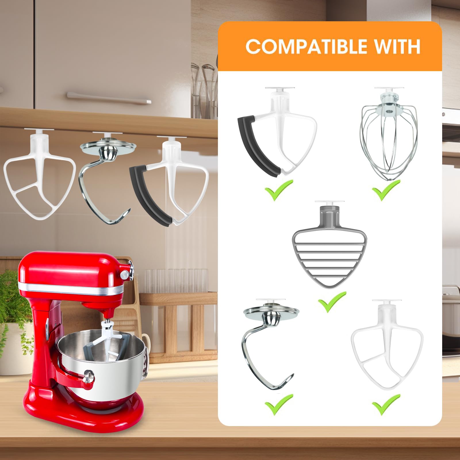 Stand Mixer Attachment Holder Compatible with Kitchen Aid Mixer Accessories, 4 Pieces, White