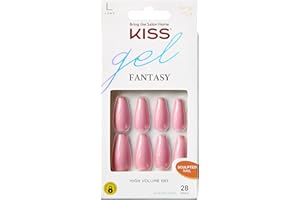 KISS Gel Fantasy Sculpted Long Fake Nails - Countless Times, Easy To Apply, Easy Removal, Up To 7 Day Wear, Coffin Shape, Long Lasting, Smooth & Stunning, Ultra Durable & Flexible| 28 Count