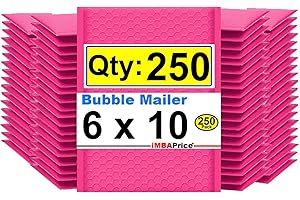 iMBAPrice 6x10 Inch Hot Pink Bubble Mailers #0 – 250 Pack Self-Seal Padded Envelopes, Waterproof Bubble Shipping Bags for Small Business, Mailing & Packaging