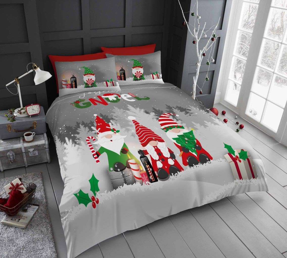 GC GAVENO CAVAILIA Xmas Duvet Bedding Sets King Size - Christmas Duvet Cover Set with Pillowcases - Polycotton Santa Xmas Quilt Cover (230x220cm) - Comfortable Bedding Bed Cover