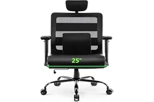 WUDOYO Extra Wide Seat Office Chair 500lbs Big and Tall Heavy Duty Ergonomic Mesh High Back Desk Chair with Adjustable Headrest, Lumbar Support, Arms for Home & Office