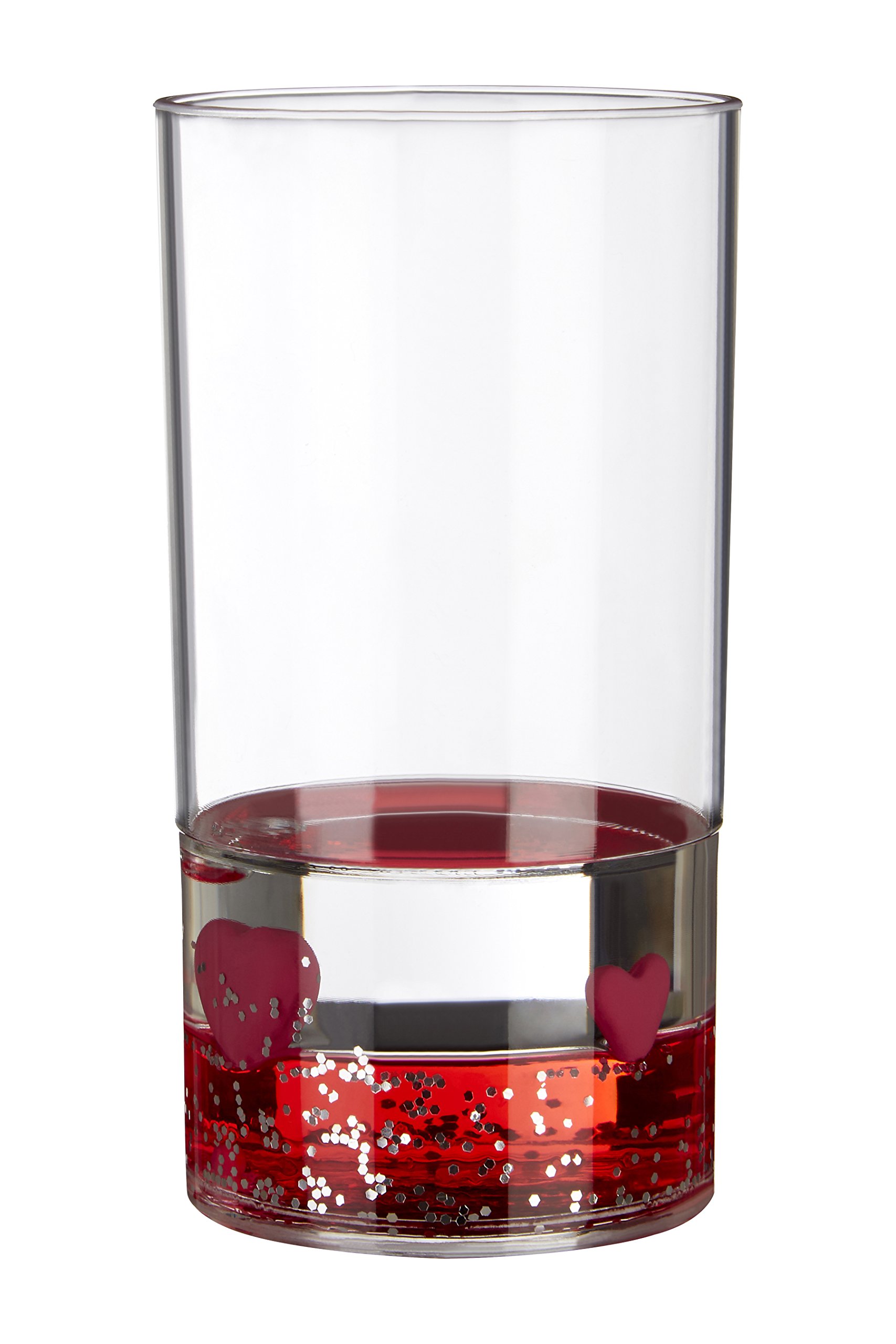 Premier Housewares Acrylic Tumbler with Floating Hearts, Clear/Red, 7 x 7 x 12 cm