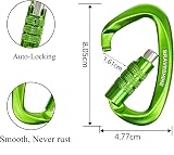 2 Pack Carabiner Clip 12KN Auto Locking Twist Lock D Shape Green view 2