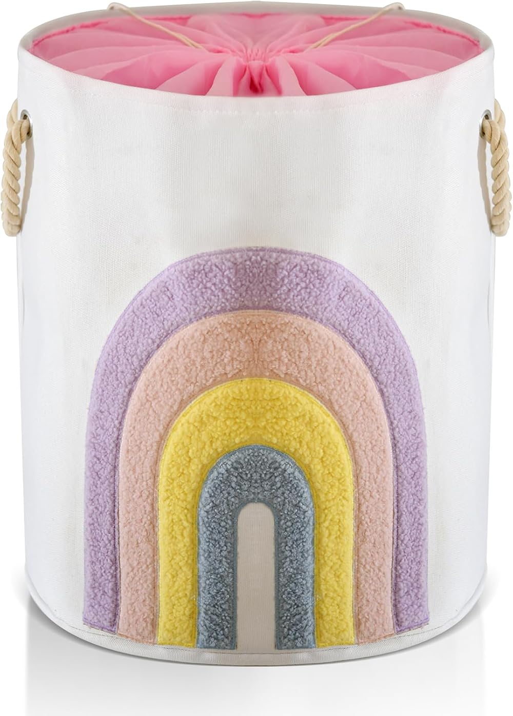 INough Baby Laundry Basket 58L Pink Rainbow Hamper with Drawstring