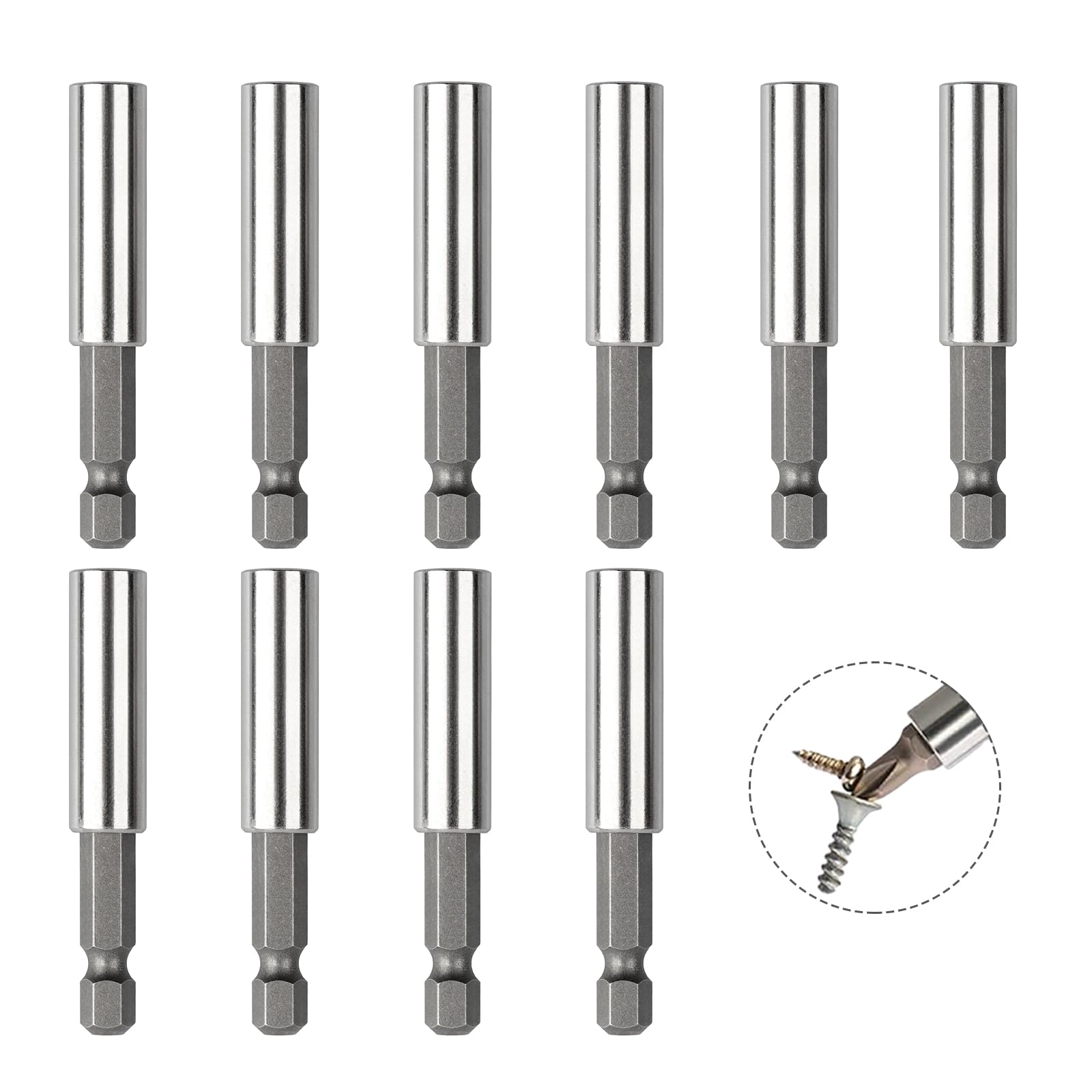 Photo 1 of 10 Pack Magnetic Extension Bit Holder, 1/4" Strong Hex Shank Screwdriver Bit Driver Set Can Holding Screwdriver Bits and Screws
