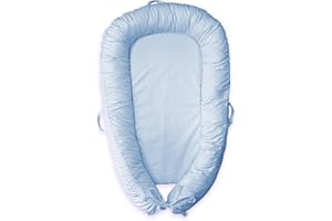SMILES OF SUNSHINE Baby Lounger Nest | Super Soft 100% Cotton Cover | Lightweight & Portable | Newborn to 24 Months | Machine Washable | Tummy Time | Diaper Changes (Celi Blue)