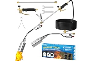 BEBOBLY Propane Torch Weed Burner Kit, Weed Torch High Output 340,000 BTU with 11.5FT Hose, Heavy Duty Blow Torch with Flame Control and Button Igniter, Flamethrower for Weeding, Roofing, Snow Melting, BBQ