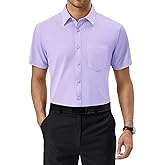 Alimens & Gentle Mens Dress Shirts Short Sleeve Wrinkle Free Stretch Regular Fit Formal Casual Button Down Shirt with Pocket