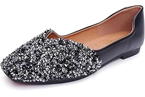 QXCGDYXT Flats Shoes Women Rhinestone Square Fashion Ballet Flats Wedding Flats for Women Comfortable Slip on Low Heel Dress Shoes