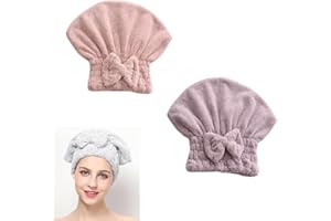 Large Microfiber Hair Drying Caps with Bow Knot Ultra Absorbent Hair Turban Drying Cap Hair Shower Cap Soft Hair Wrap Quick D