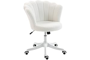 HOMCOM Teddy Fleece Office Chair, Armless Swivel Desk Chair with Adjustable Height, Backrest, Wheels, Padded Seat, Tilt Funct