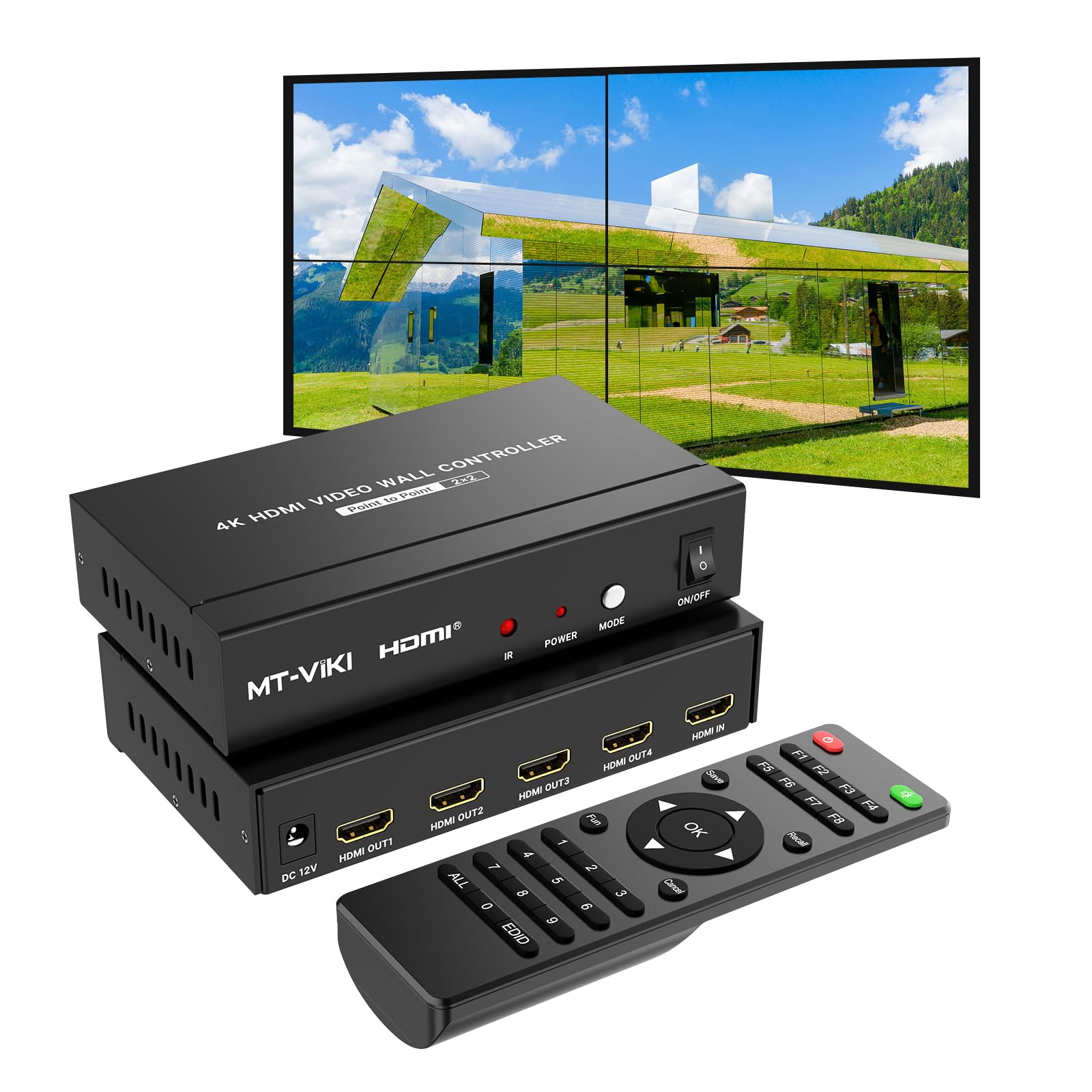 Photo 1 of MT-VIKI 4K60Hz HDMI Video Wall Controller 2x2, [4K Input & 4K Output], 180° Rotate, HDMI 2.0, HDCP 2.2, 18Gbps, RGB 4:4:4