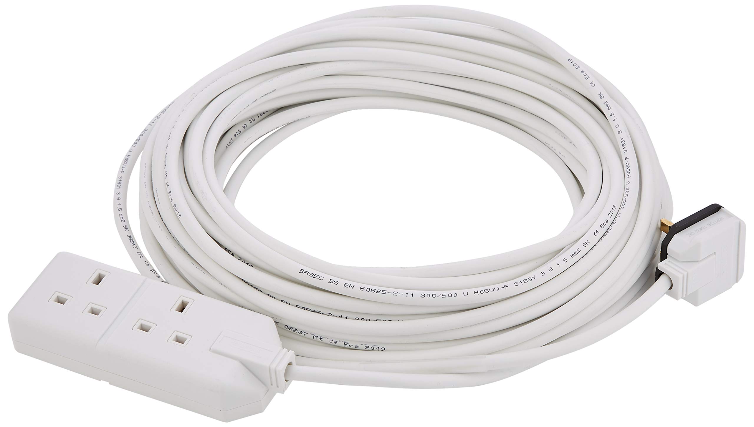 2 Gang White 13 Amp Professional Trailing Socket Extension Lead Mains Power (25 M)