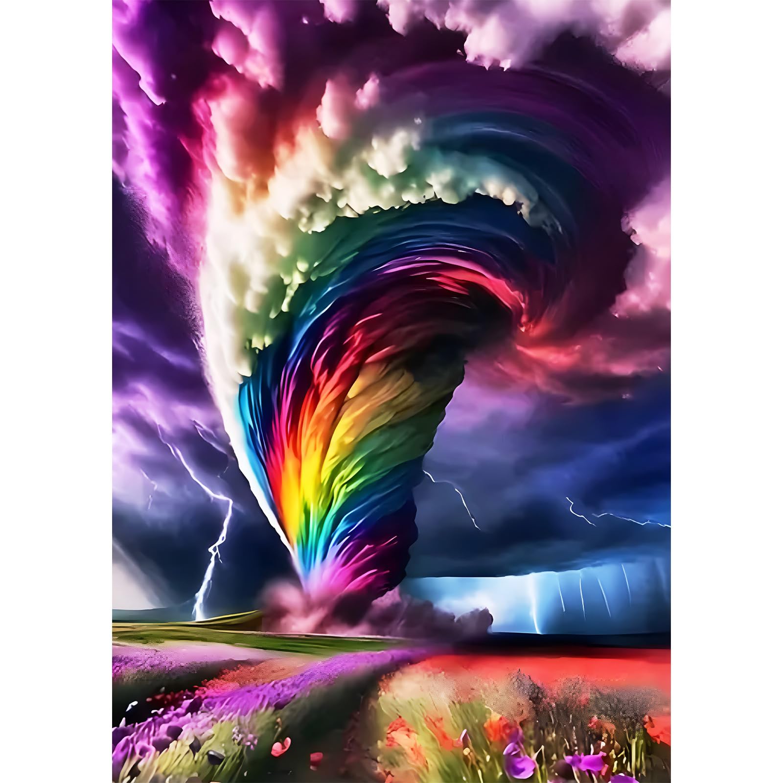 EOBROMD Colourful Tornado Diamond Painting, 5D Fantasy Diamond Painting Kits for Adults, Full Round Drill Diamond Art Kits, Flowers Diamond Painting Art for Home Wall Decor Gifts 30x40cm