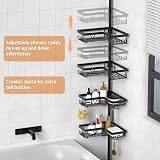 KEGII Telescopic Corner Shower Caddy 4-Tier Rustproof with 2 Towel Holders view 4