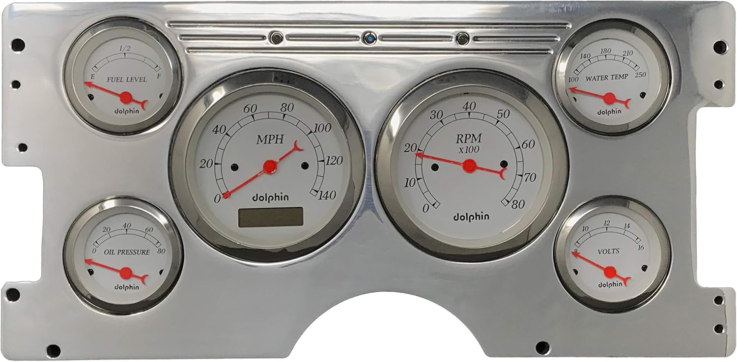 Dolphin Gauges 1988 1989 1990 1991 1992 Chevy Truck 6 Gauge Dash Cluster Panel Set Programmable White