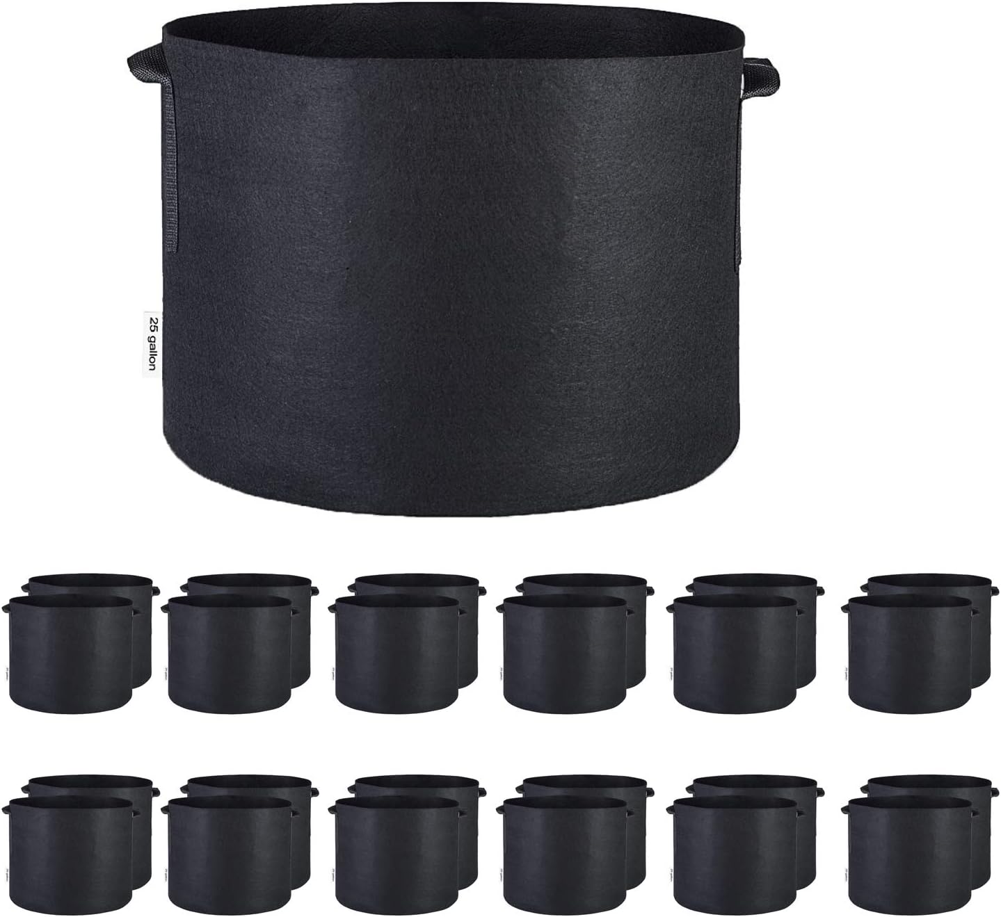 Oppolite 25 Gallon 24-Pack Round Fabric Fabric Aeration Pots Container for Nursery Garden and Planting Grow