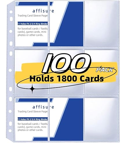Amazon.com: Staples Trading Card Pages, 9‑Pocket Clear Sheet Protectors,  3‑Hole Punched for Standard Binders, Acid‑Free Card Storage, 50‑Pack : Toys  & Games