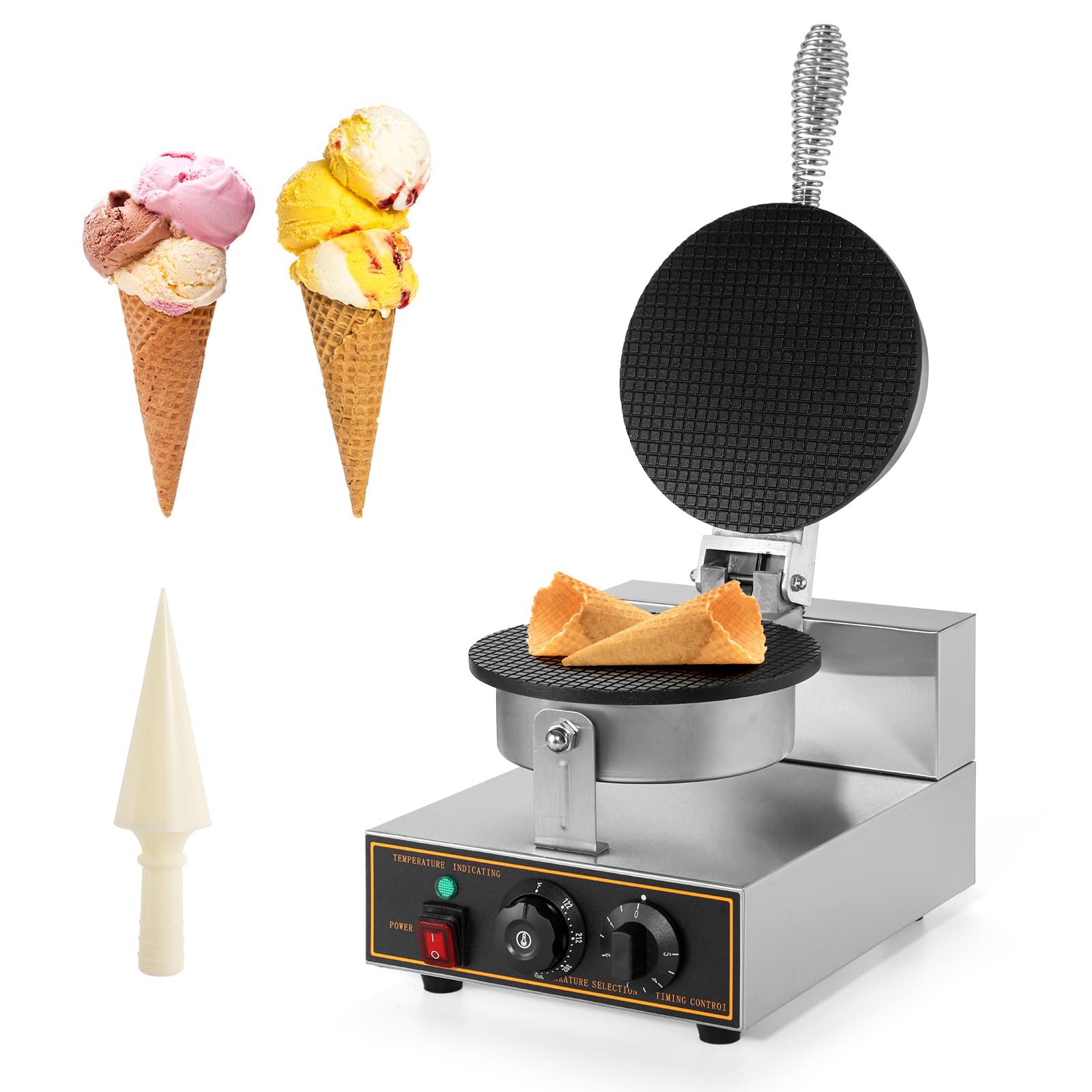 Photo 1 of Dyna-Living Commercial Ice Cream Cone Machine Waffle Cone Maker 110V Electric Stainless Steel Egg Roll Mold Nonstick Waffle Cone and Bowl Maker for Home Restaurant Use 1200W