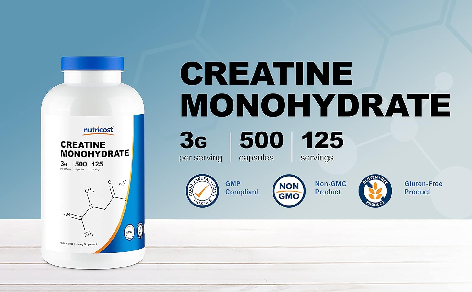 Nutricost Creatine Monohydrate 3,000mg (750mg Per Capsule) 500 Capsules, 125 Servings: Health & Personal Care