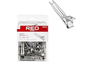 RED by Kiss 80pcs 1.75" Slide-In Hair Clips, Durable Metal Curl Setting Clips for Hairdressing, Sectioning & Retwisting, Rust-Free Hair Pins for Dreads, Dreadlocks, & Twist Styles