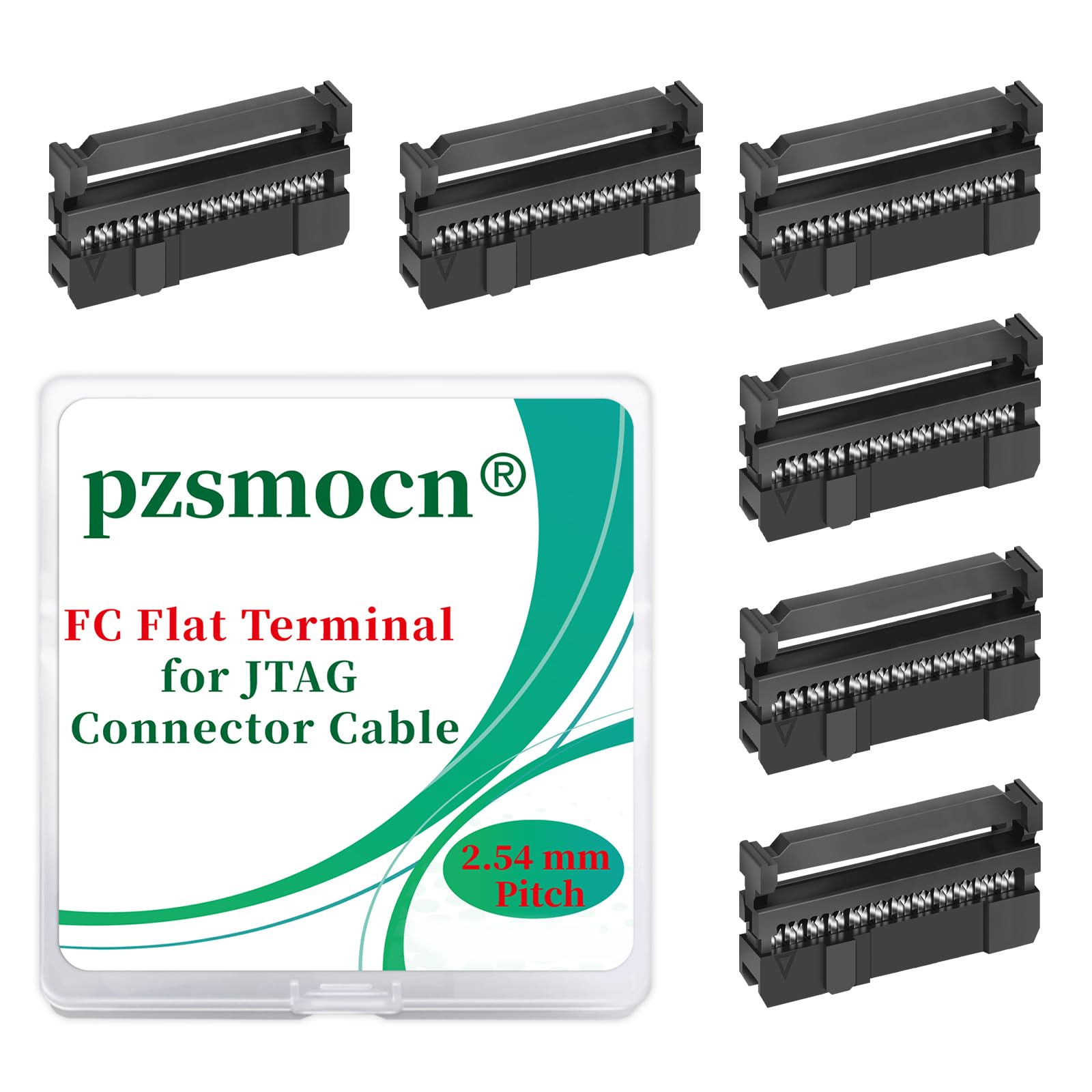Pzsmocn 20 Sets IDC 2 * 12 Double Row Rectangular Socket Adapter FC Black Crimp Wire Head Three-piece Kit 2.54mm Pitch, 24 Pin FC-Female Terminal Connector, for JTAG Flat Ribbon Cable.