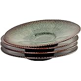LIUYWYHCF Ceramic Dinner Plates Set of 4, 11.8 Inch Large Serving Dish for Kitchen Dinnerware, Rimmed Plate, for Pasta, Salad, Steak, Pizza, Scratch Resistant, Microwave & Dishwasher Safe