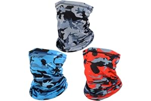 SUNLAND Outdoor Neck Gaiter Bandana UV Dust Protection Face Covering Elastic Face Scarf Balaclava for Bike Hiking 3Pack