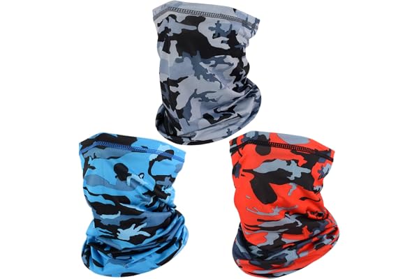 SUNLAND Outdoor Neck Gaiter Bandana UV Dust Protection Face Covering Elastic Face Scarf Balaclava for Bike Hiking 3Pack