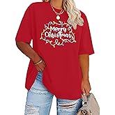 Merry Christmas Plus Size Shirt Women Christmas Lights T Shirt Xmas Short Sleeve Tees Funny Holiday Tops