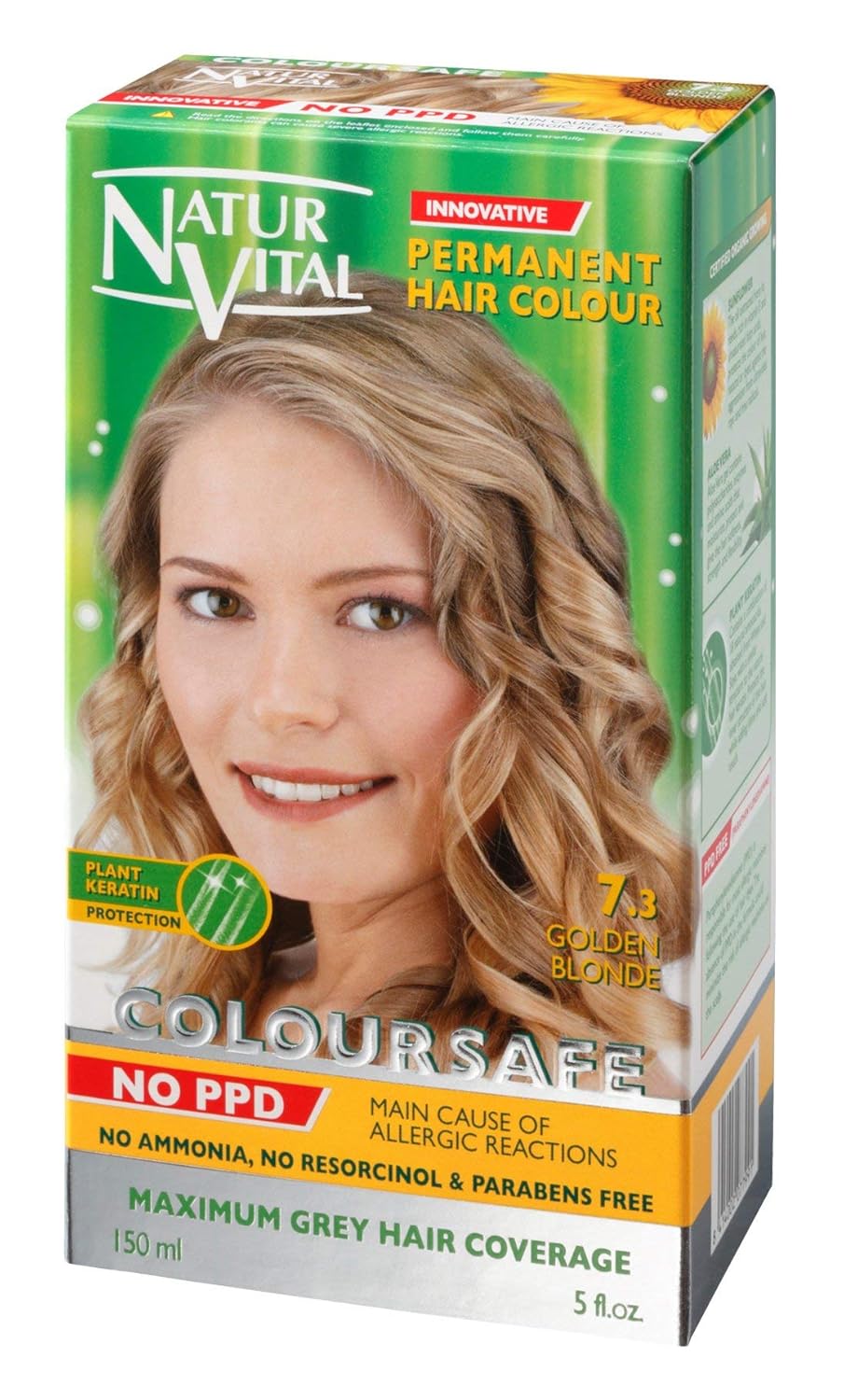 Permanent Hair Dye,Permanent Hair Color. Coloursafe, No Ammonia,Resorcinol or Parabens (~7.3 Golden blonde Hair)