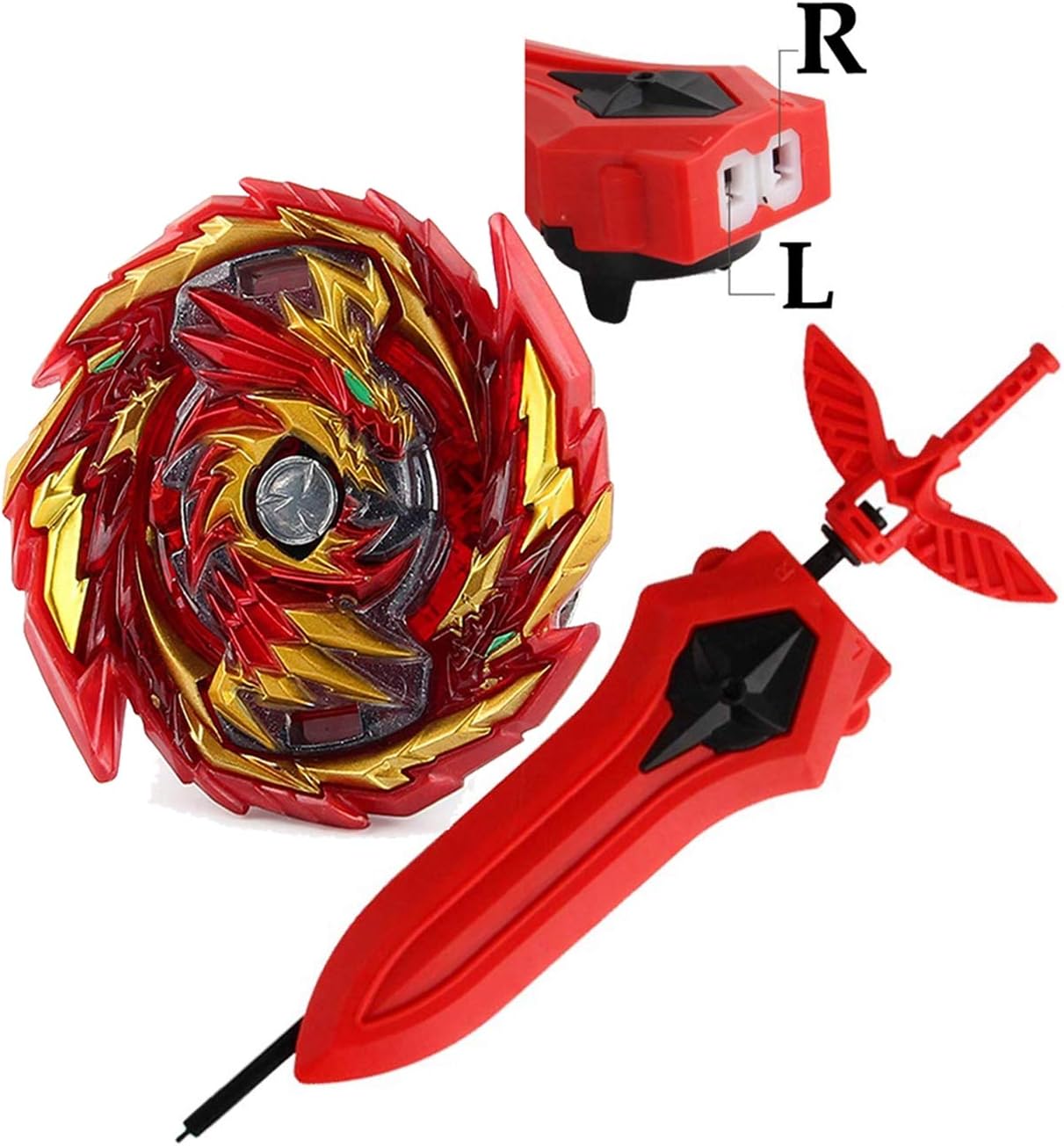 Bey Battle Burst GT Blade Evolution Turbo B-155 Booster Master Diabolos Gn God Bey Sword Launcher Grip Starter Set Gaming Top Attack Gyro Battling Top Left Right BeyLauncher Spinning Toy Gift for Boys