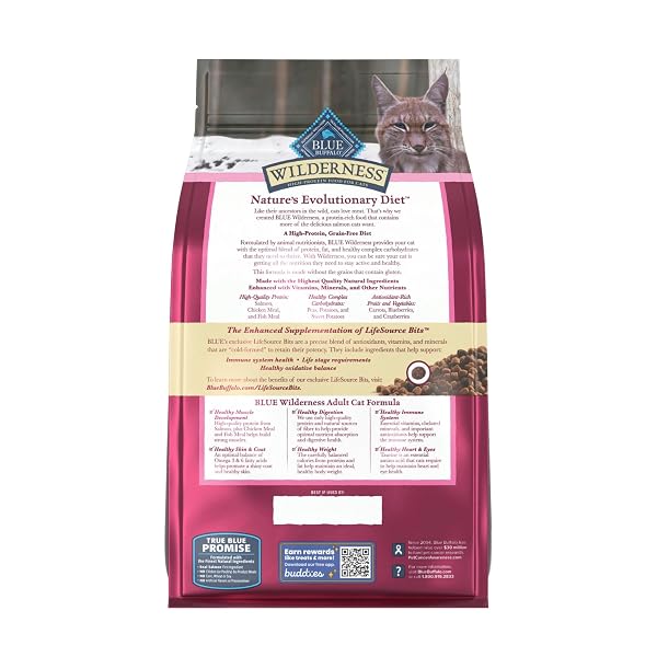 BLUE BUFFALO WILDERNESS GRAIN FREE NATURAL HIGH PROTEIN SALMON ADULT DRY CAT FOOD, 4 LBS.