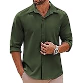 COOFANDY Mens Long Sleeve Button Down Shirts Casual Untucked Shirts Stretch Shirts