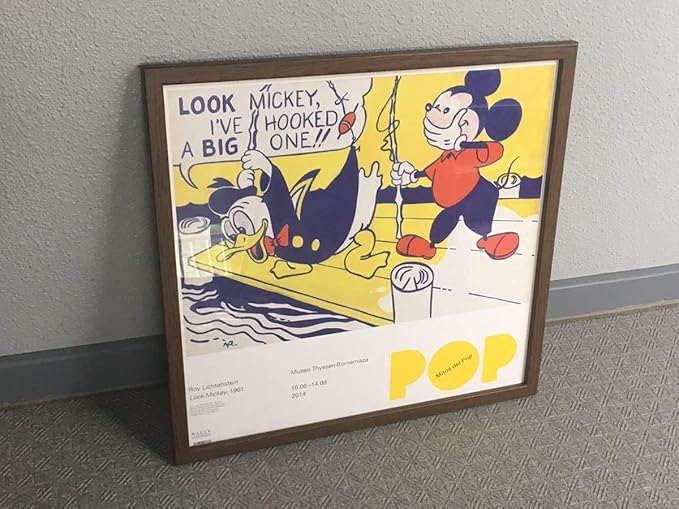 Amazon Co Jp 木製フレーム付き ロイリキテンスタイン Look Mickey ポスター ディズニー アートポスター Roy Lichitenstein Moma ポップアートでぃずにー 不朽 名作 文房具 オフィス用品